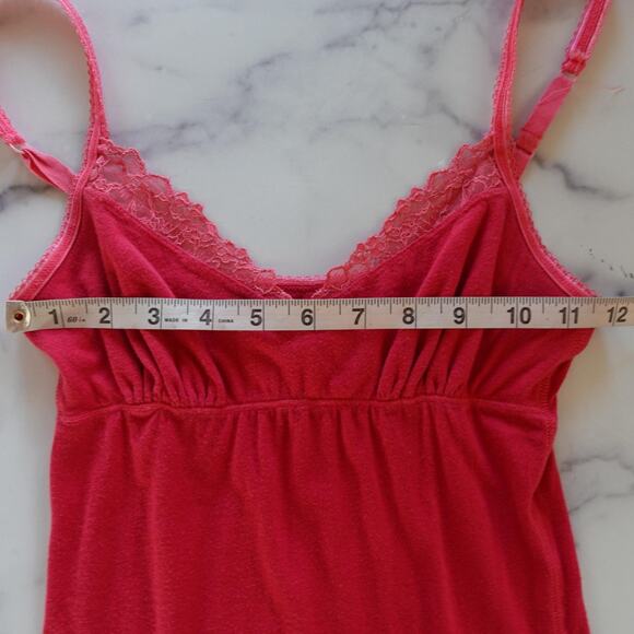 Vintage Y2K Abercrombie & Fitch Tank Top Medium Pink Lace Babydoll Cami 2000s - Picture 5 of 9
